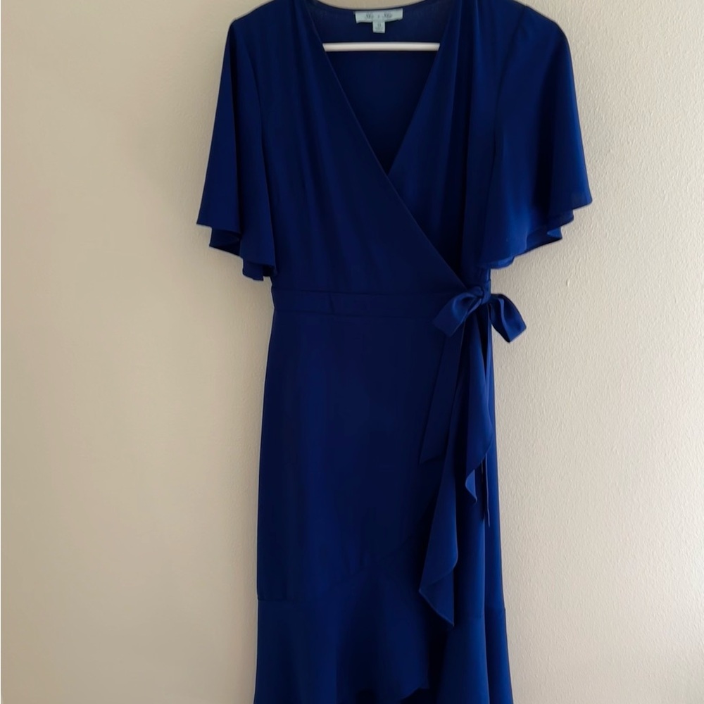 Elegant Blue Wrap Dress - Picture 1 of 2